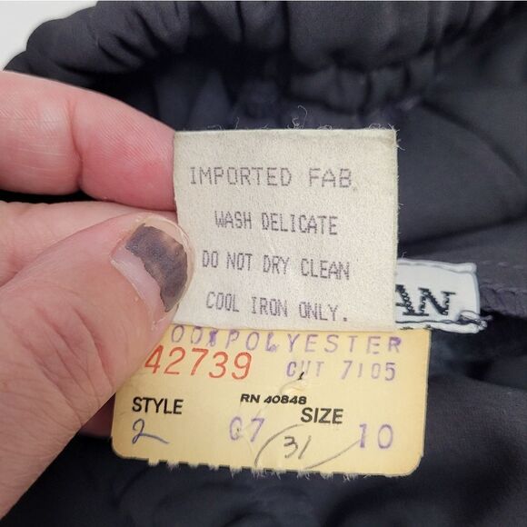 VINTAGE 80s skirt black pull on‎ long maxi chiffon goth S - Picture 7 of 10